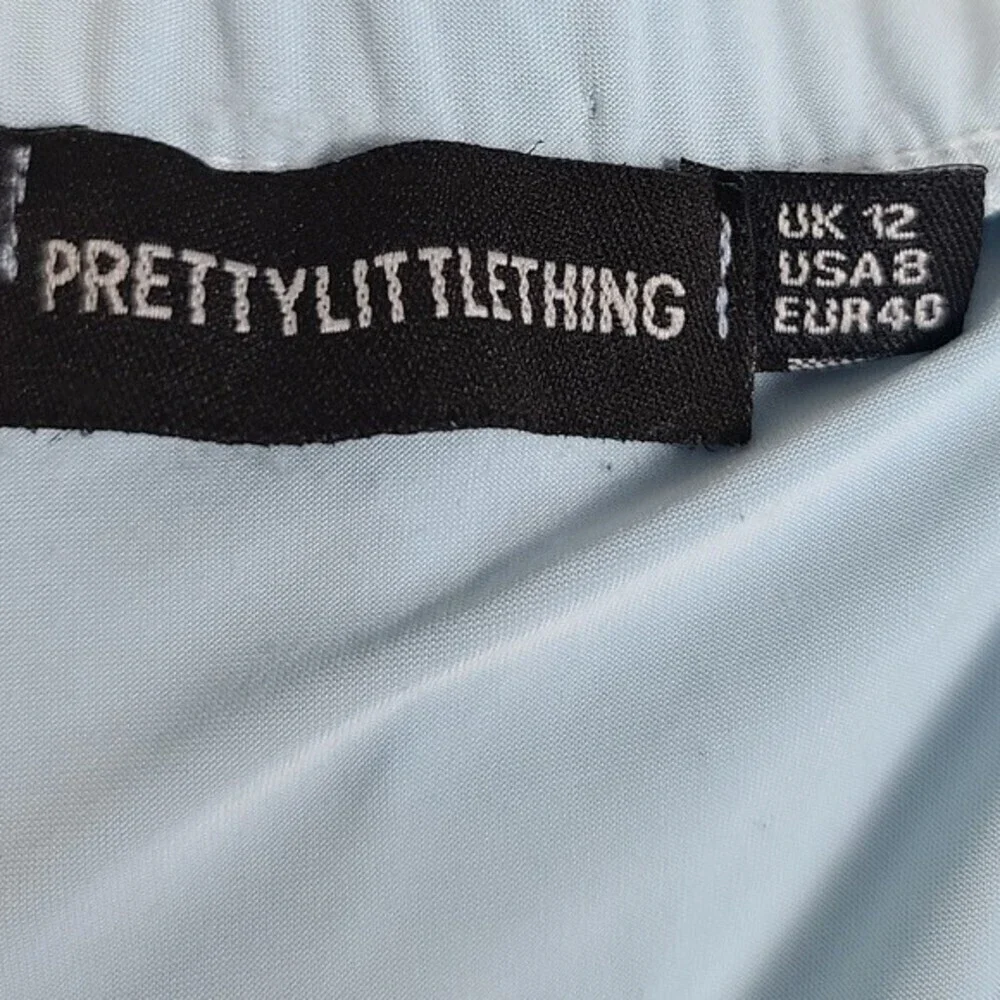 PrettyLittleThing Baby Blue Ruched Skirt 8